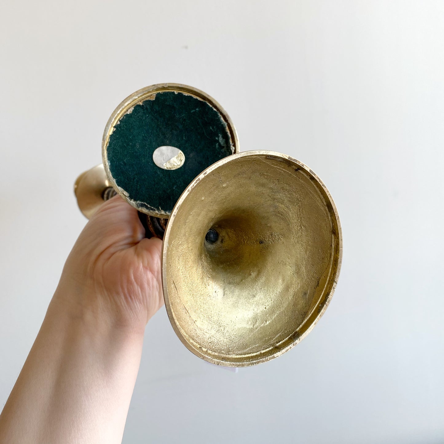 Pair of Spiral Brass + Iron Candle Holders