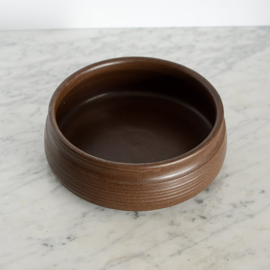 Vintage Brown Ceramic Bowl, 8”