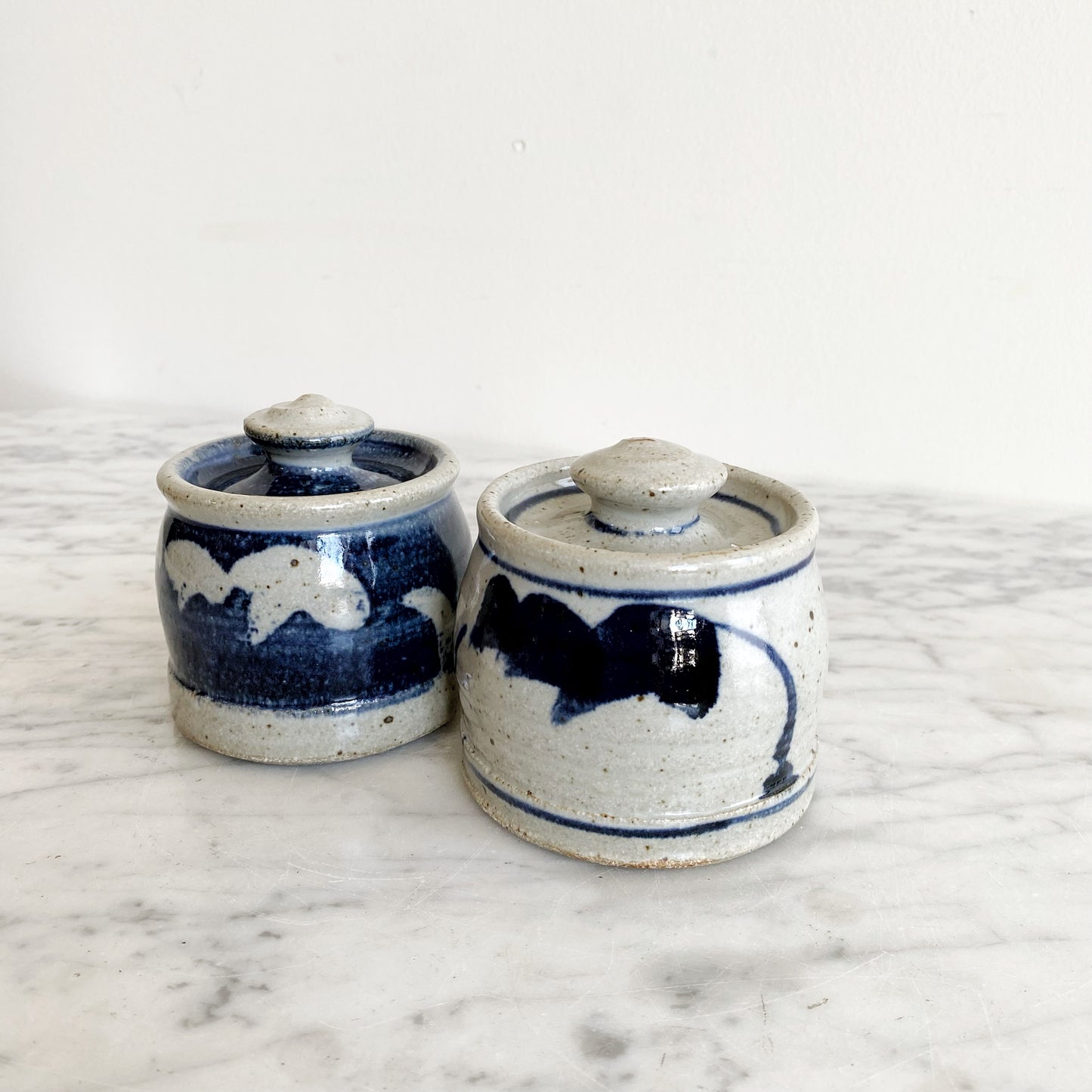 Set of Found Stoneware Salt + Pepper Shakers
