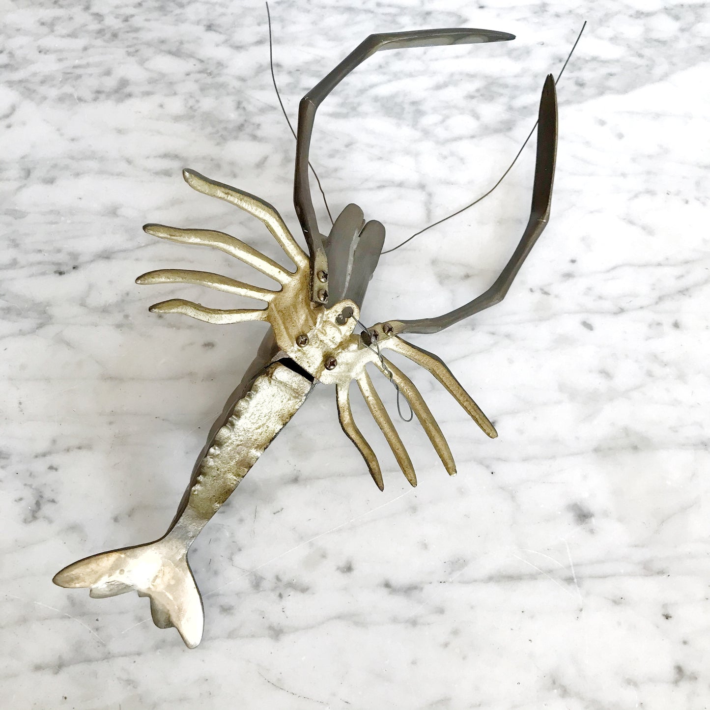 Large Vintage Brass Crayfish / Prawn