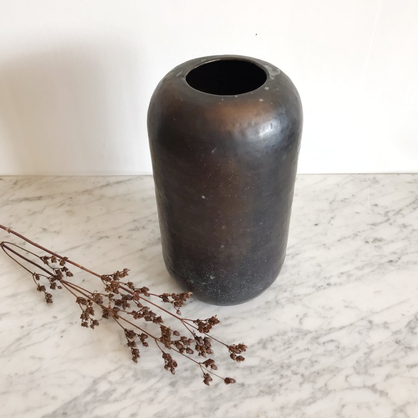 XL Vintage Hammered Bronze Vase