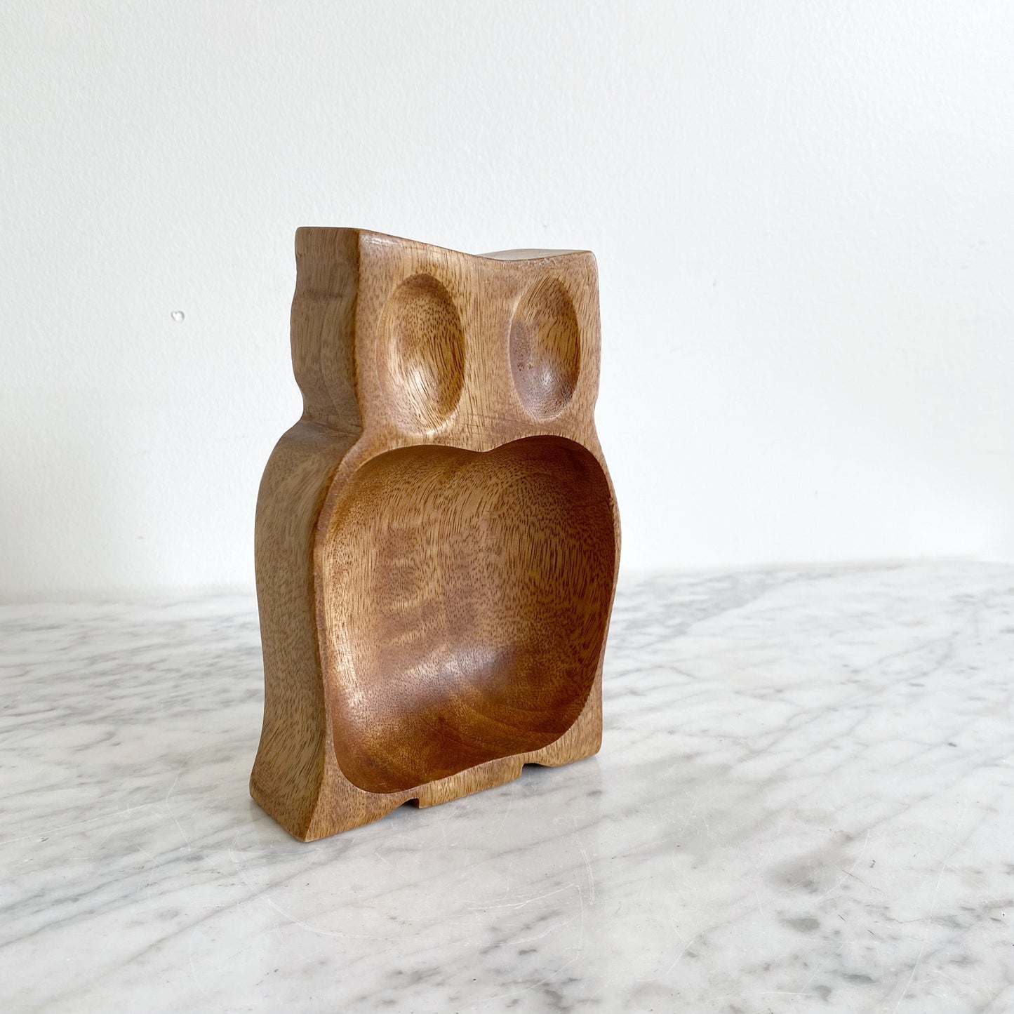 Carved Wood Owl Dish