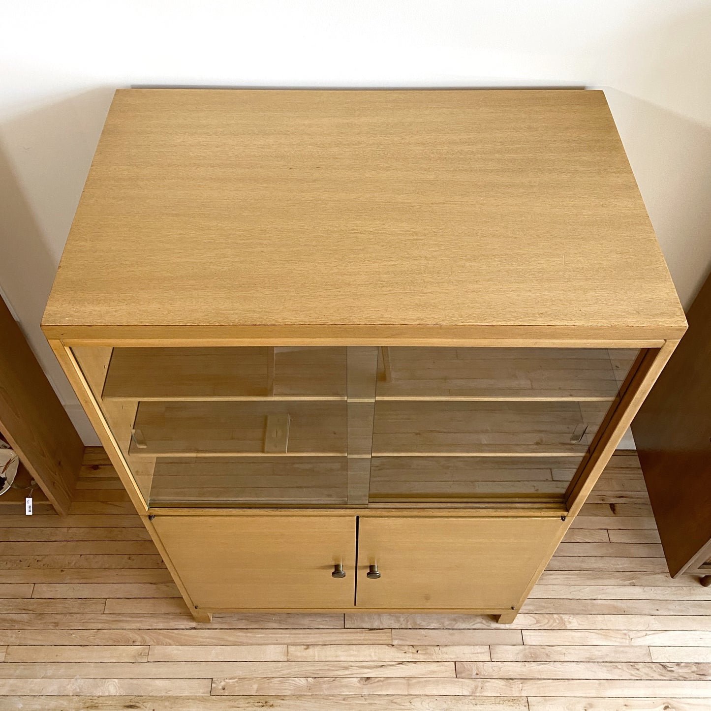 Vintage Mid Century Blonde Hutch Cabinet by Widdicomb