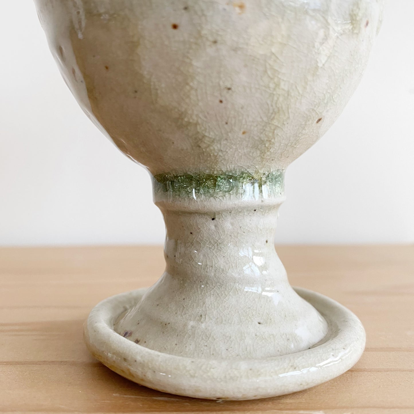 Petite Vintage Pottery Goblet, Soft Green
