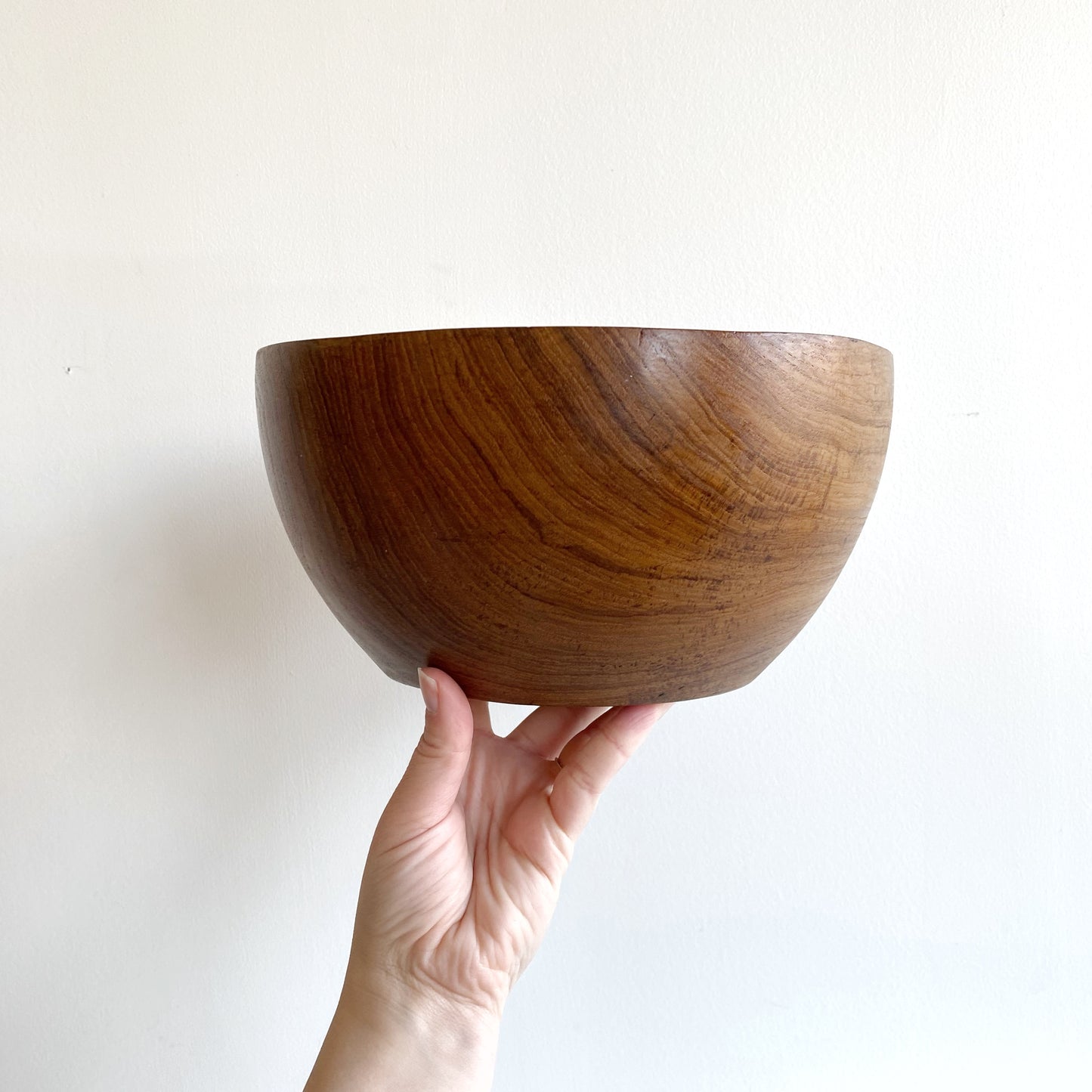 Large Vintage Wood Serving Bowl, 10"