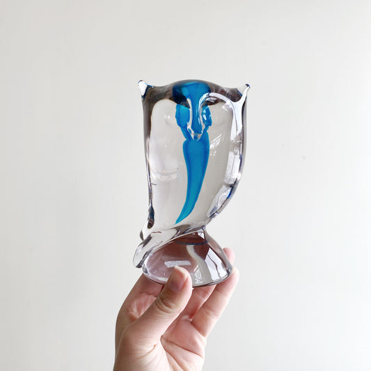 Vintage “Cosmic” Handblown Glass Owl, 6"