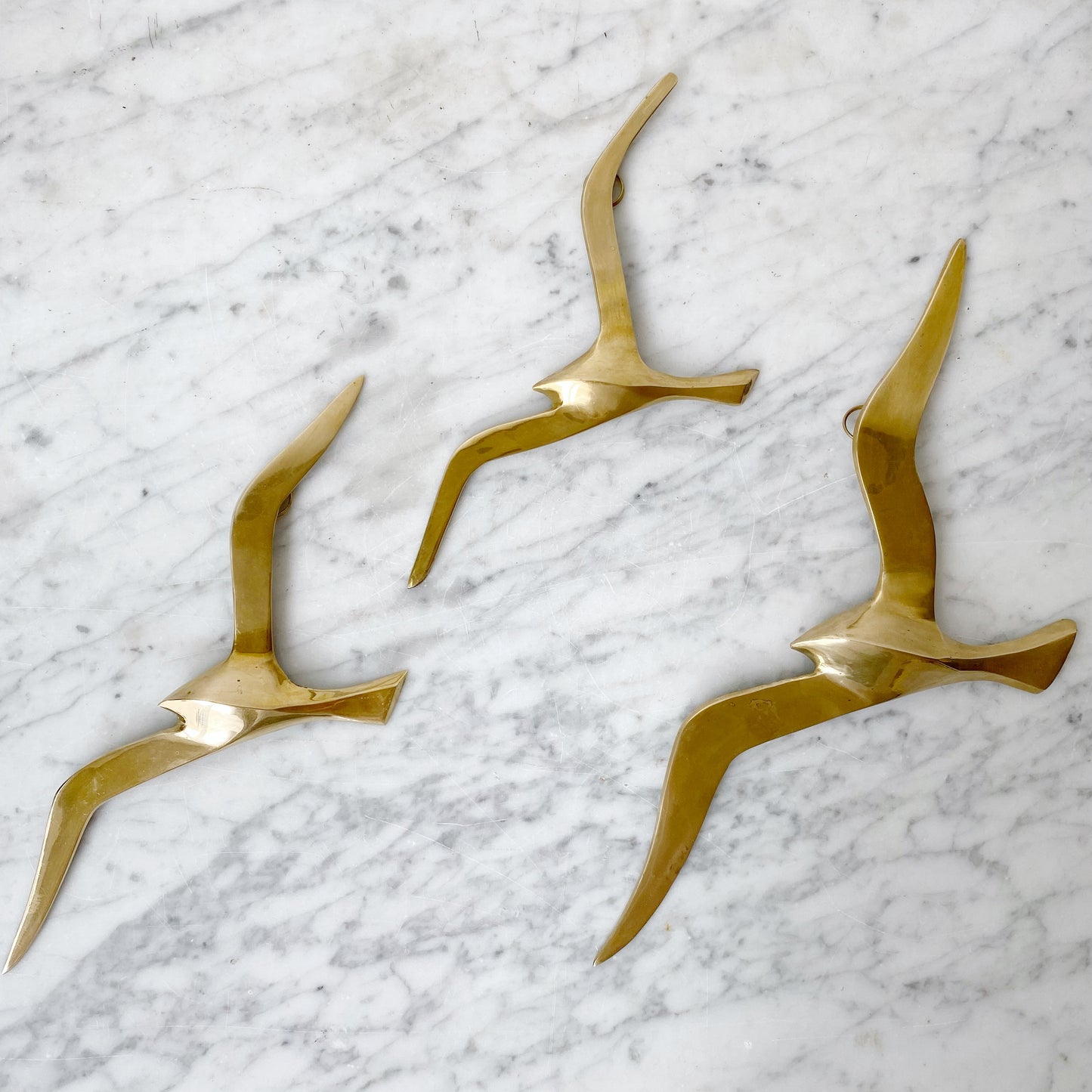 Set of Vintage Solid Brass Seagulls