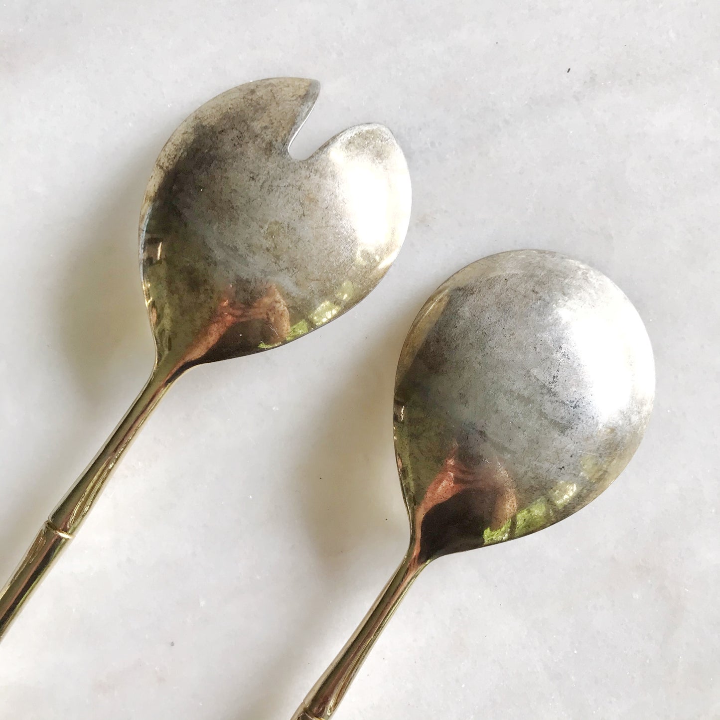 Vintage Gold Bamboo Serving Utensils