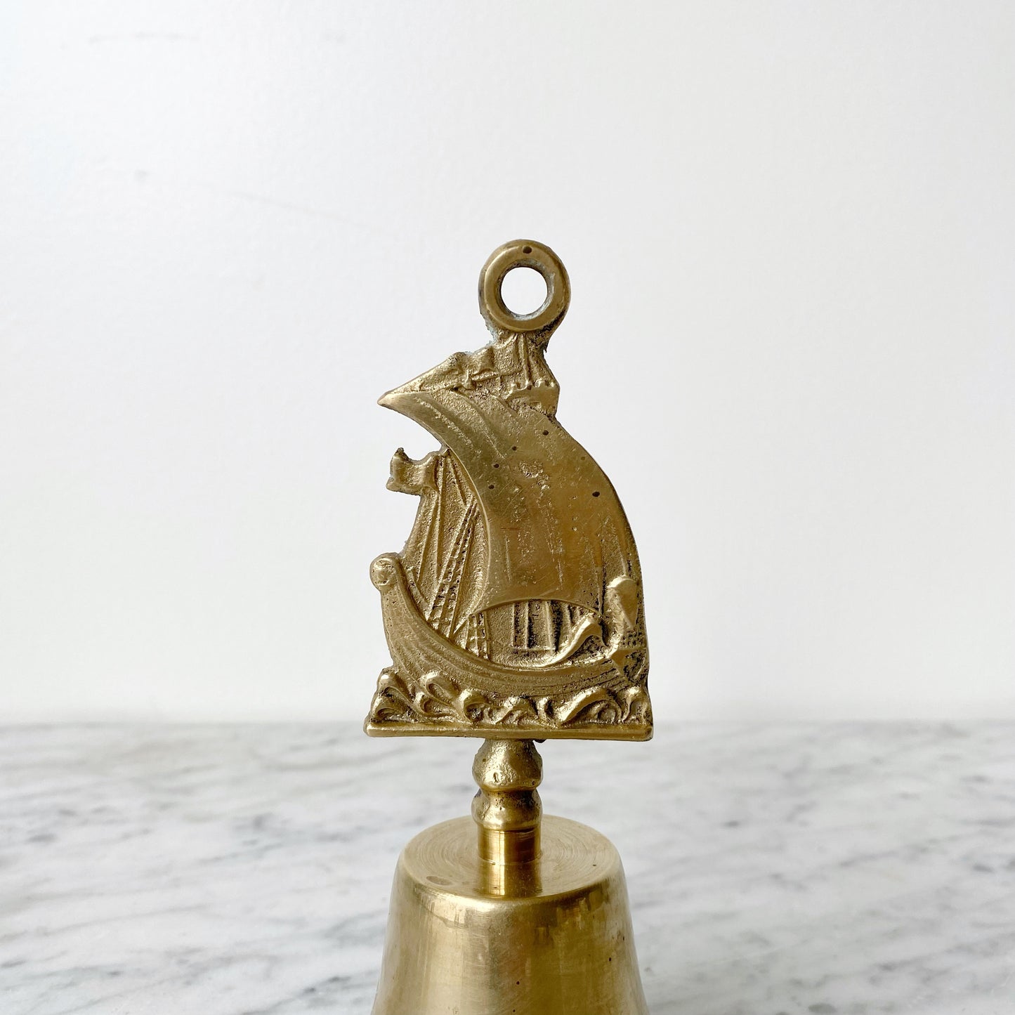 Large Vintage Brass Sailboat Bell