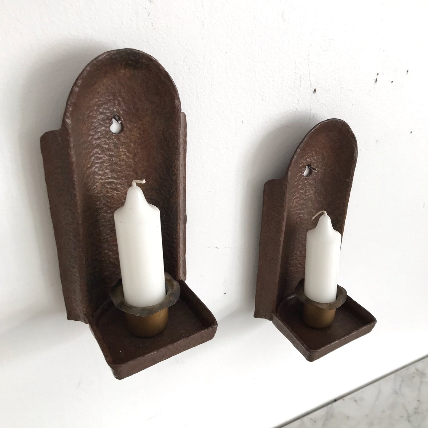 Pair of Heavy Cast Candle Sconces