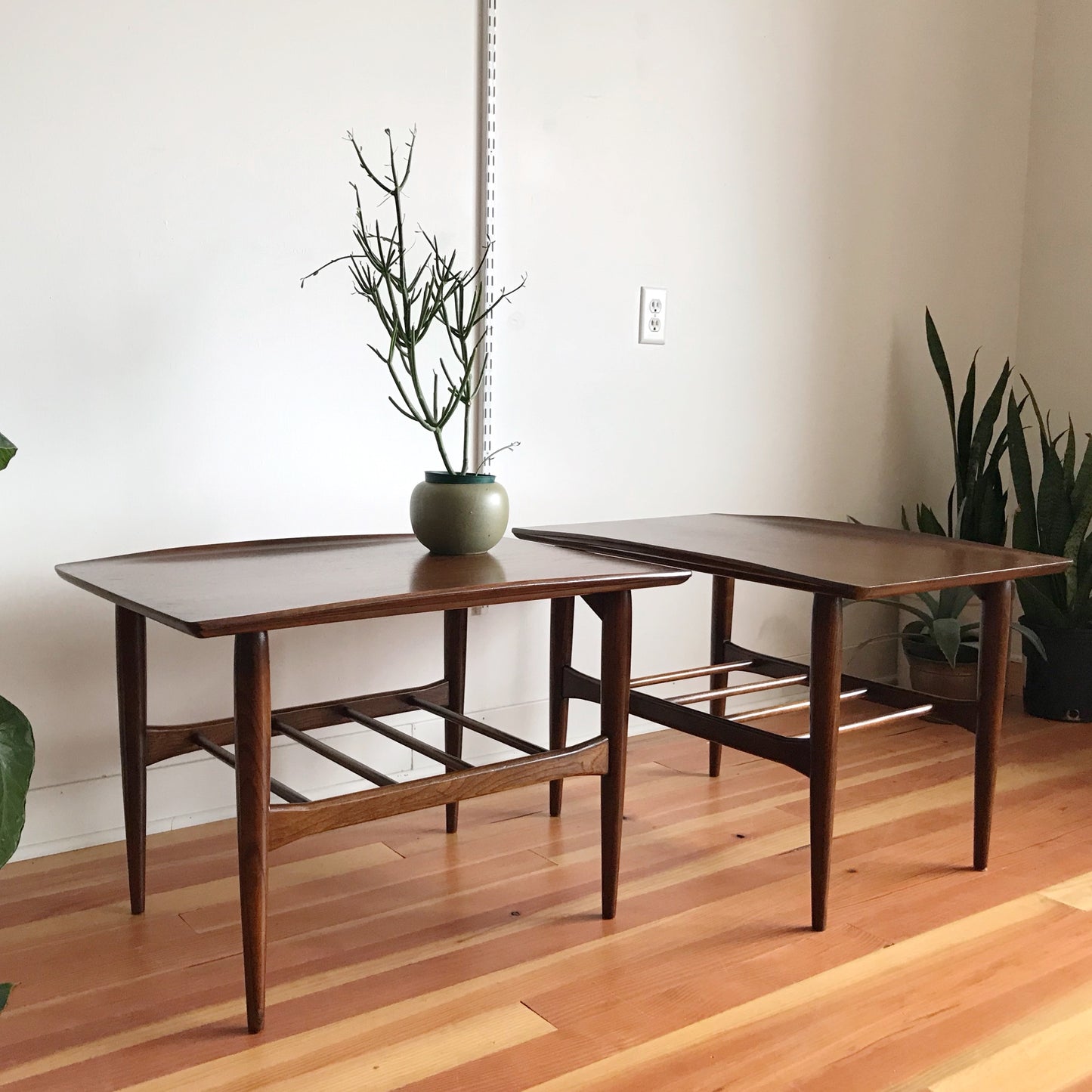 PAIR of Vintage Walnut End Tables, Leo Jiranek for Bassett