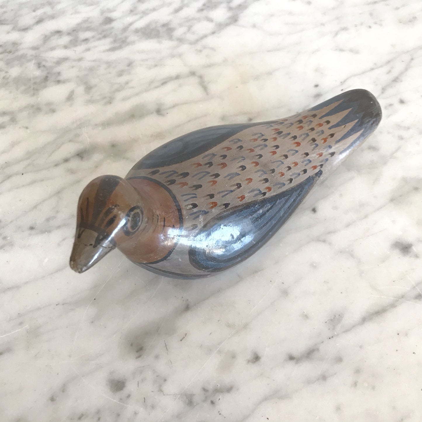 Medium Handpainted Clay Bird, Mexico