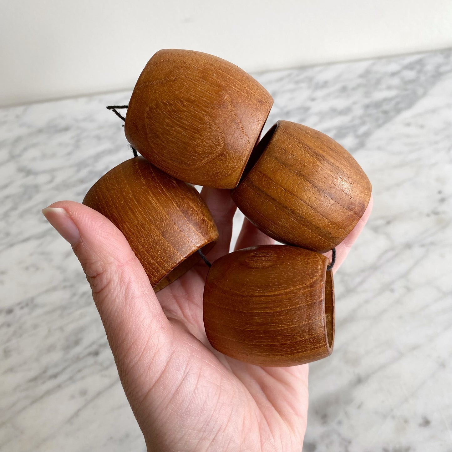 Set of 4 Vintage Teak Napkin Rings