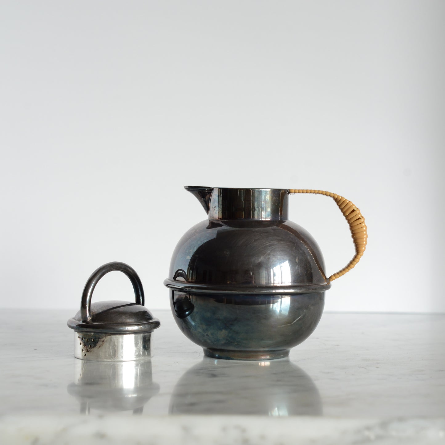 Vintage Silver Teapot with Wrapped Handle