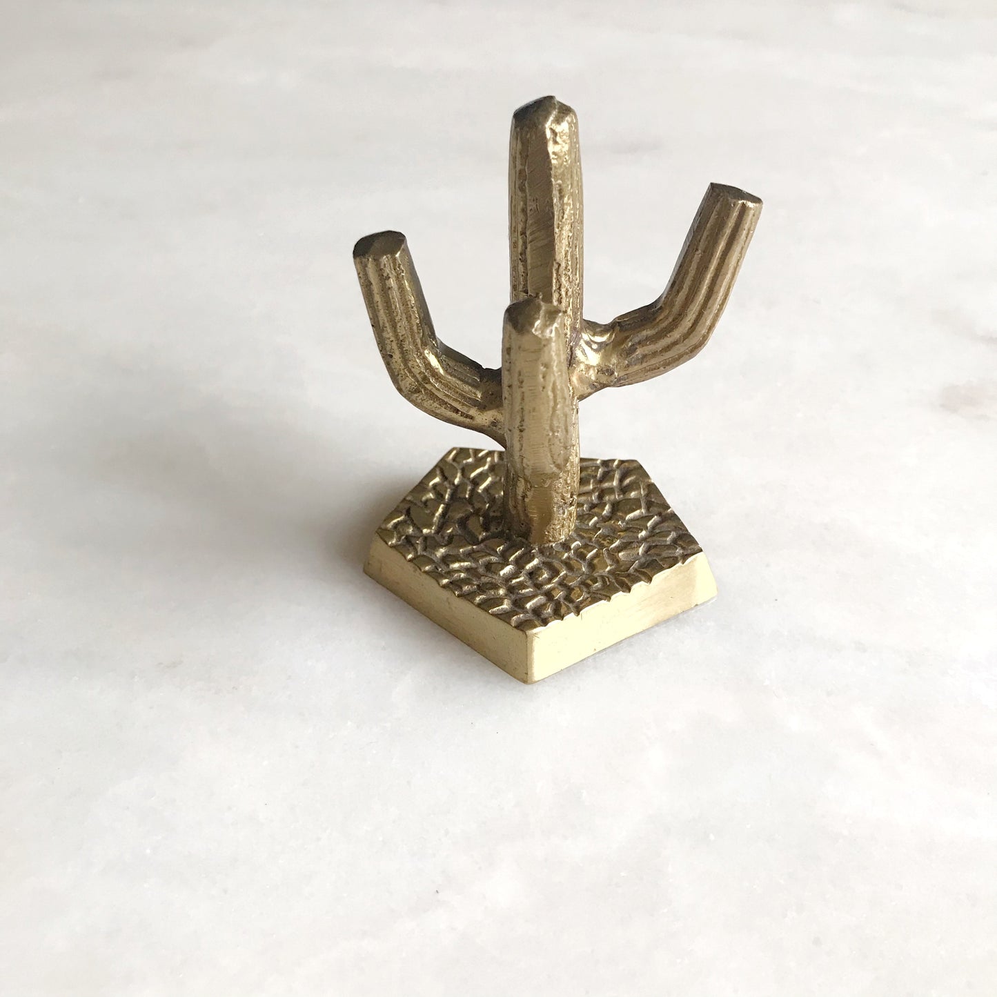 Small Vintage Solid Brass Cactus / Ring Holder