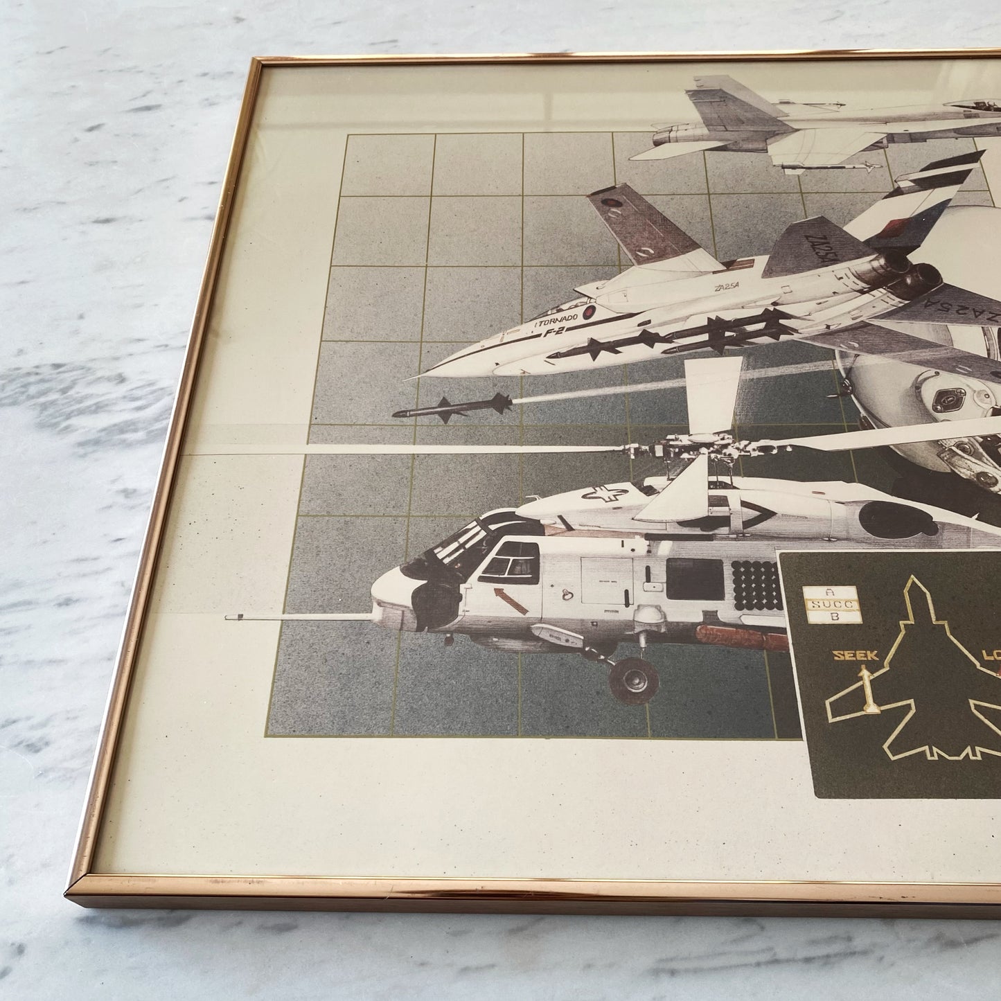 Vintage Framed Navy Airplane Poster