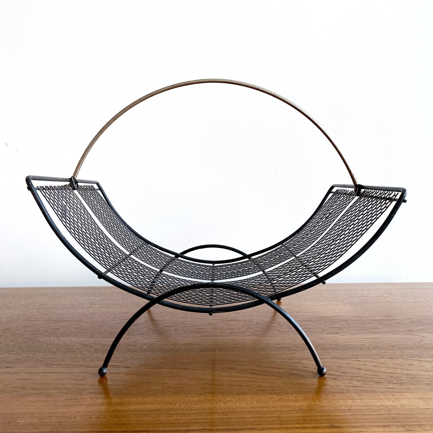 Vintage Atomic Ranch Wire + Mesh Magazine Rack