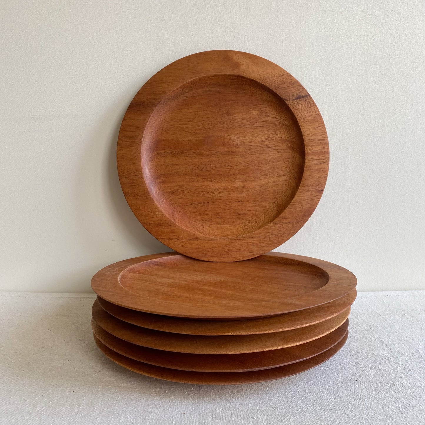 Large Mahogany Wood Plate, 11.5"