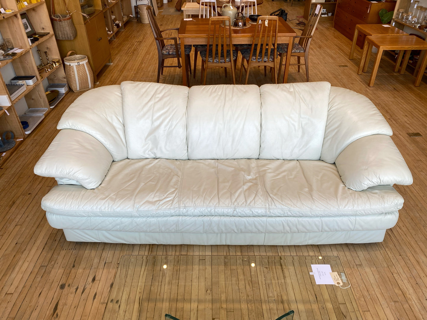 Vintage Slouchy Leather Sofa, 7'