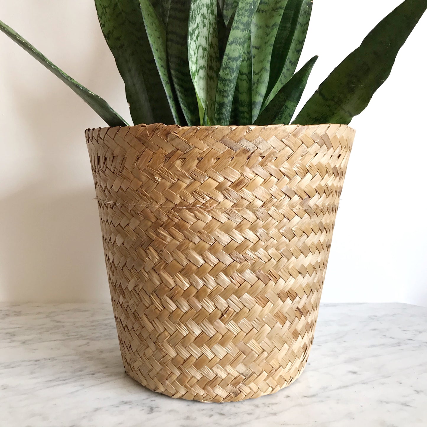 Large Vintage Woven Grass Planter Basket