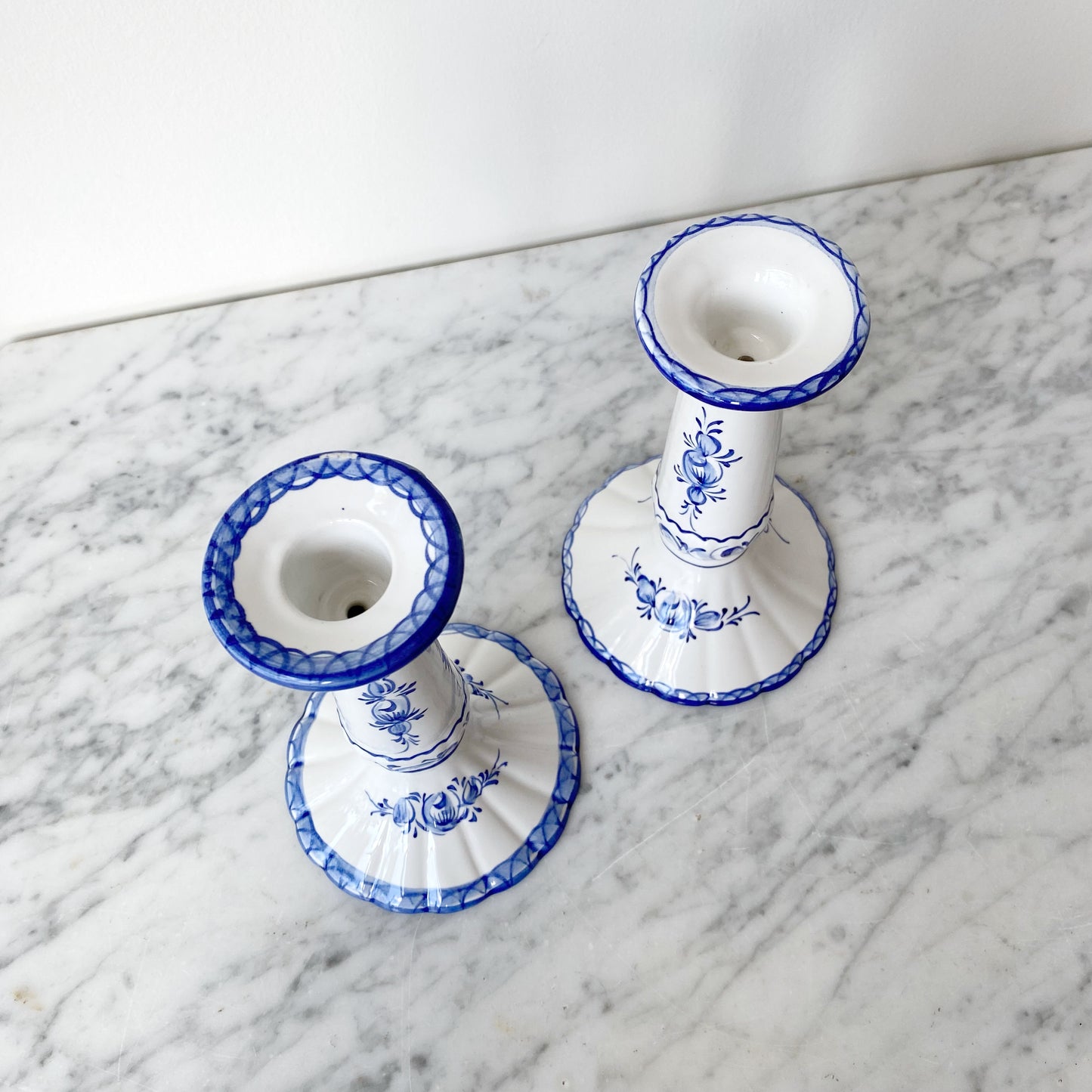 Pair of Hand-painted Candlestick Holders, Portugal