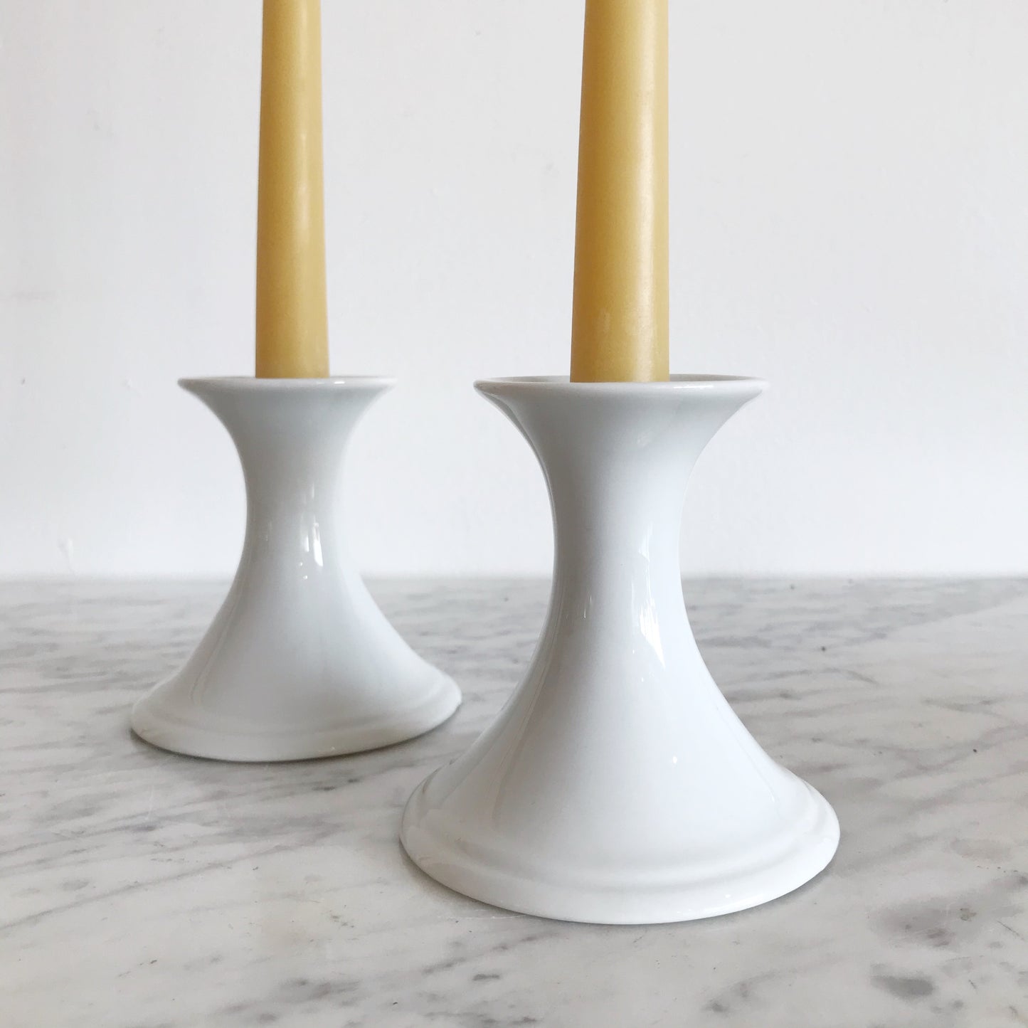 Pair of Simple Porcelain Candle Holders