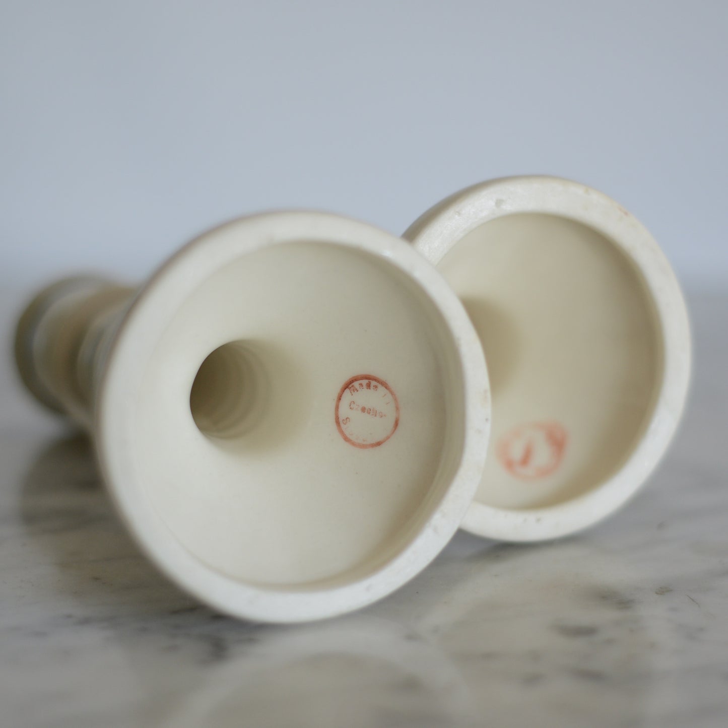 Pair of Vintage Porcelain Candlestick Holders