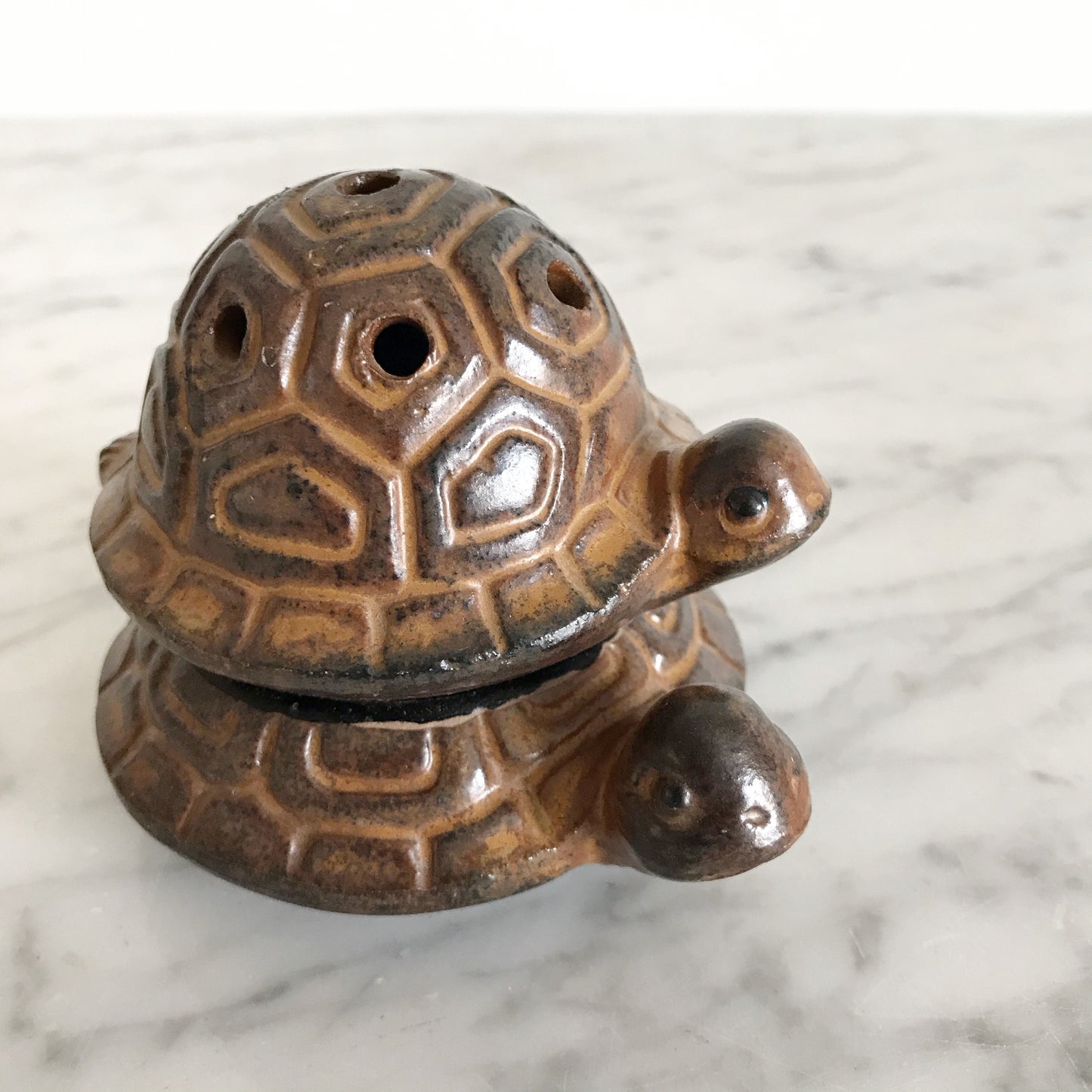 Vintage Ceramic Stacked Turtle Incense Burner