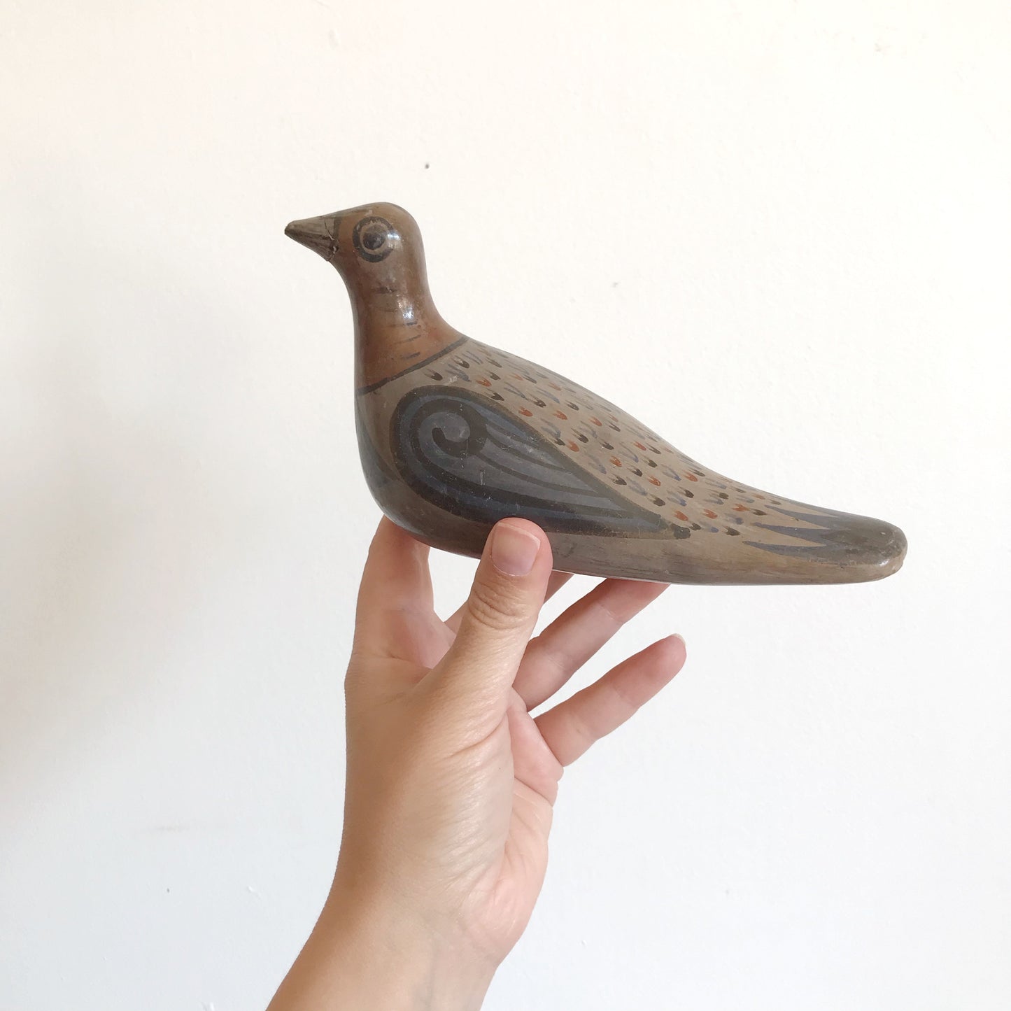 Medium Handpainted Clay Bird, Mexico