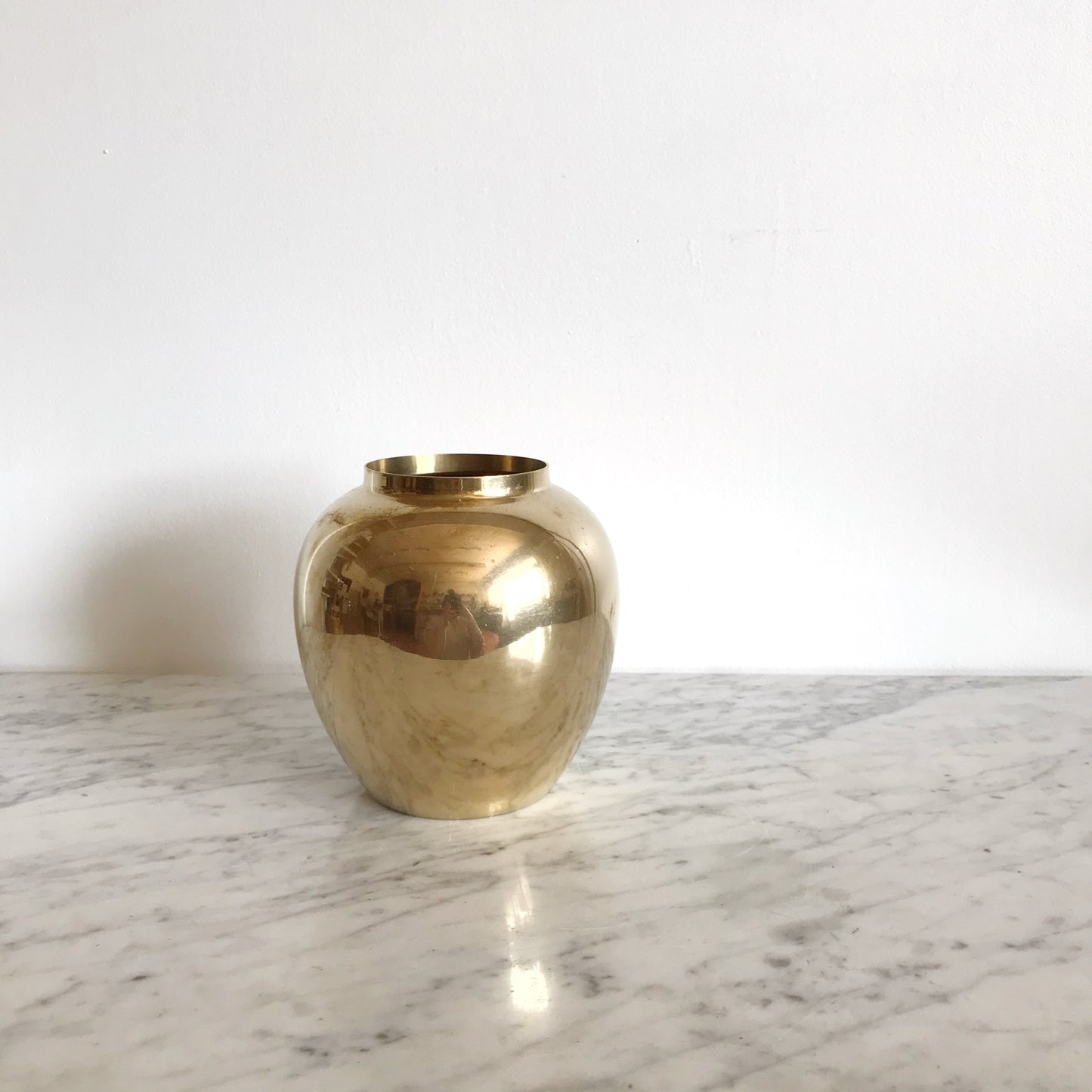 Large Minimalist Vintage Brass Vase