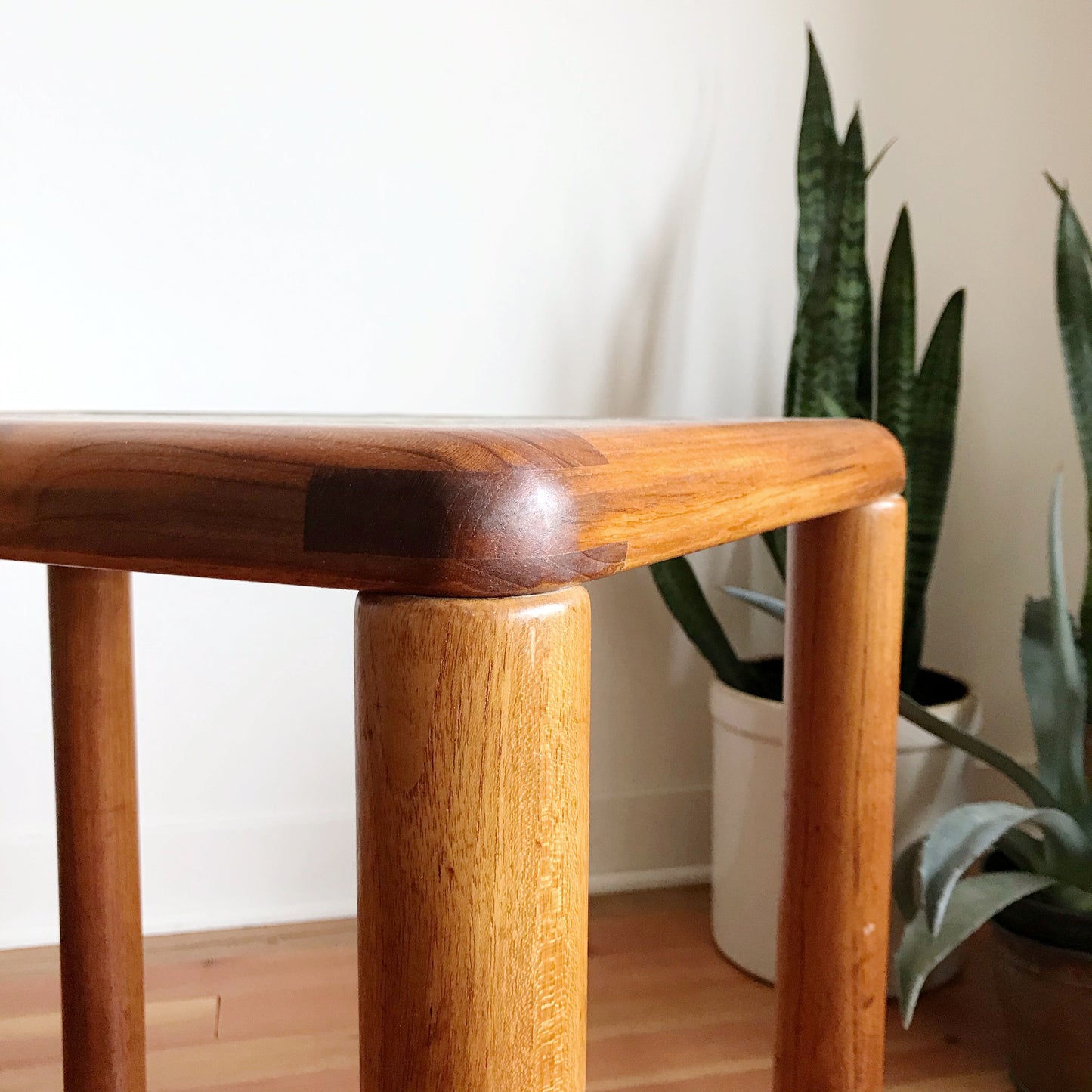 Pair of Danish Teak and Stone End Tables by Haslev