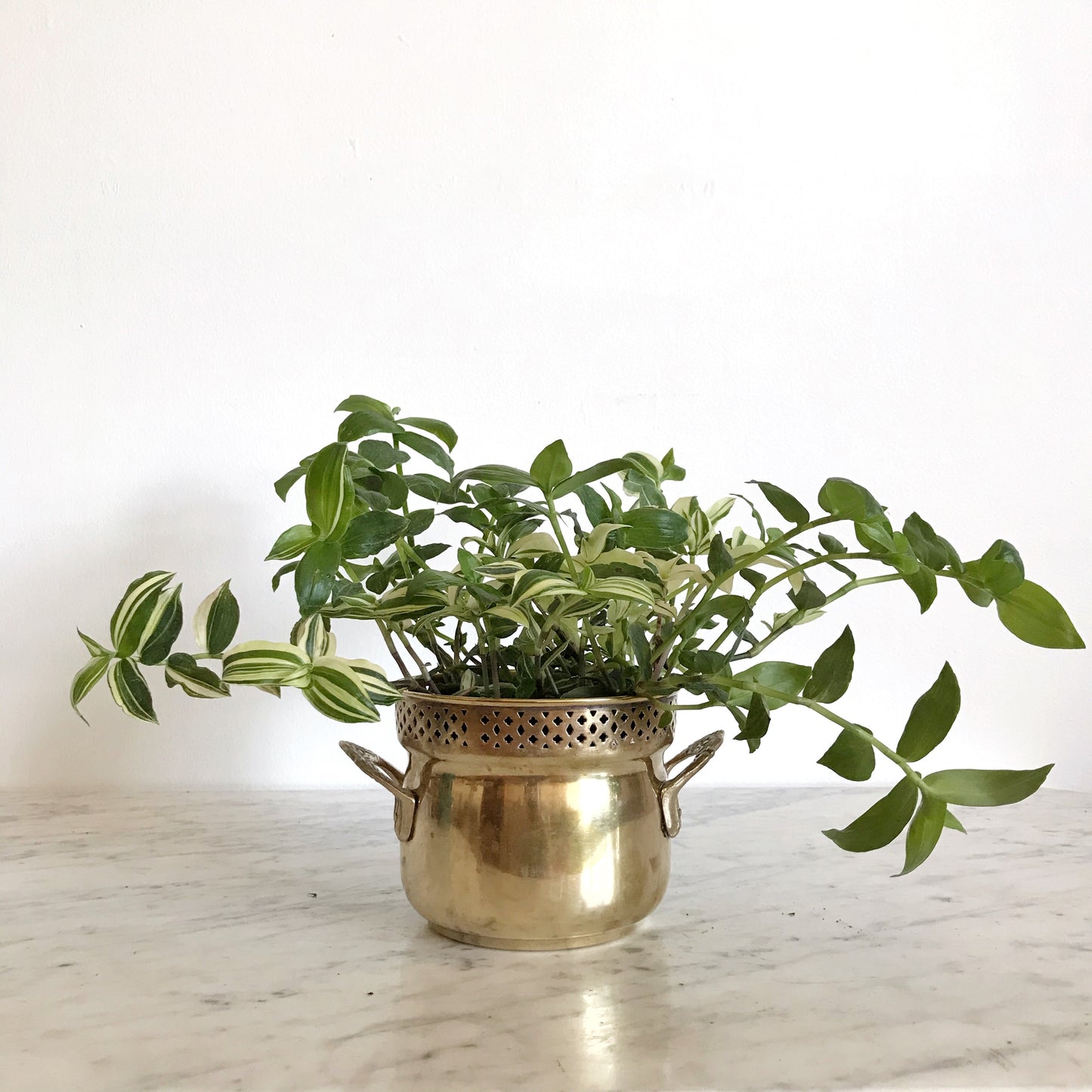 Vintage Brass Planter with Cutouts
