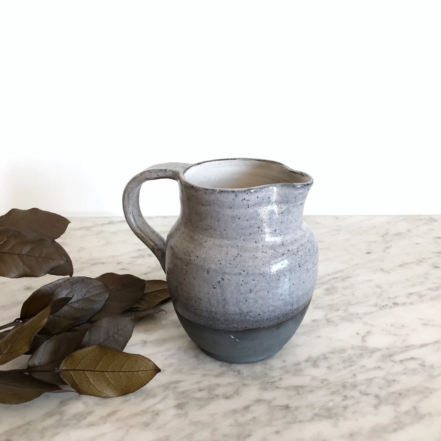 Vintage Blue "Dipped" Pottery Pitcher