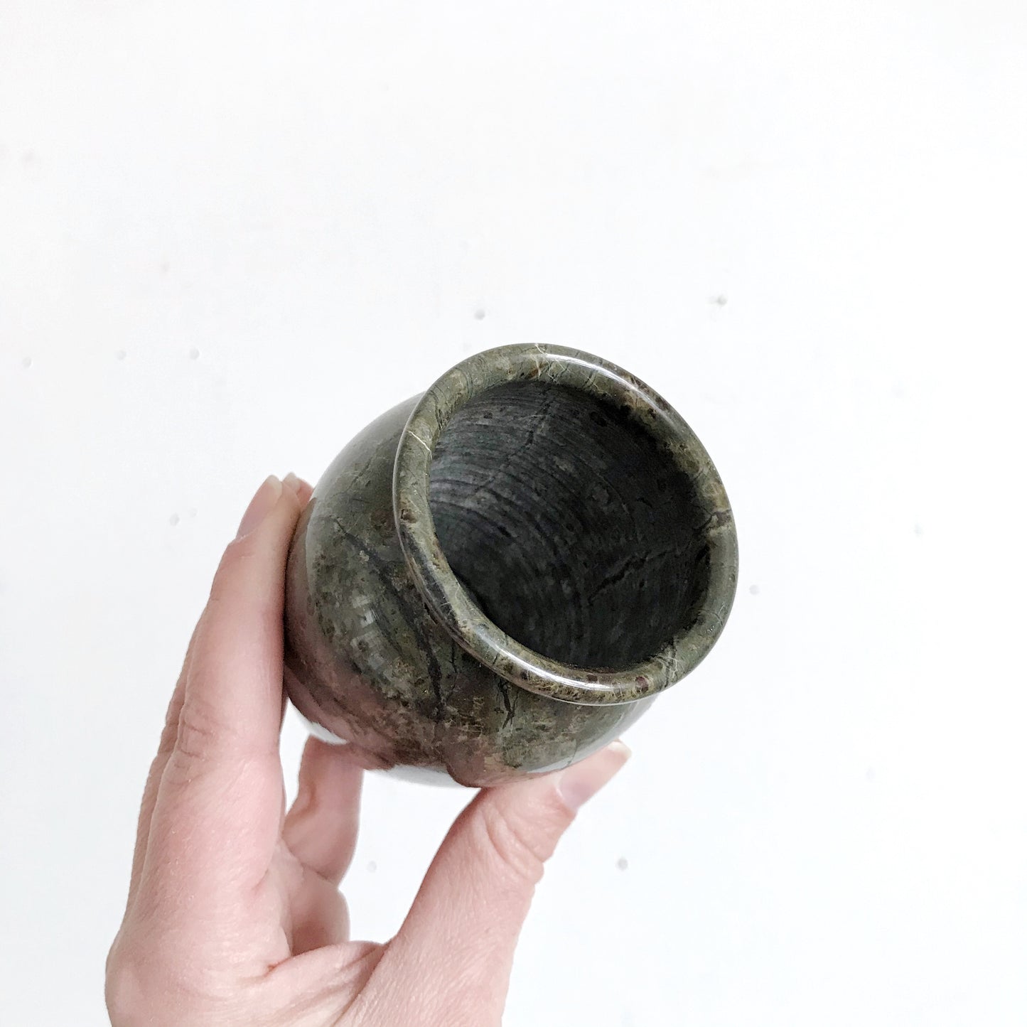 Minimalist Green Fossil Stone Vase