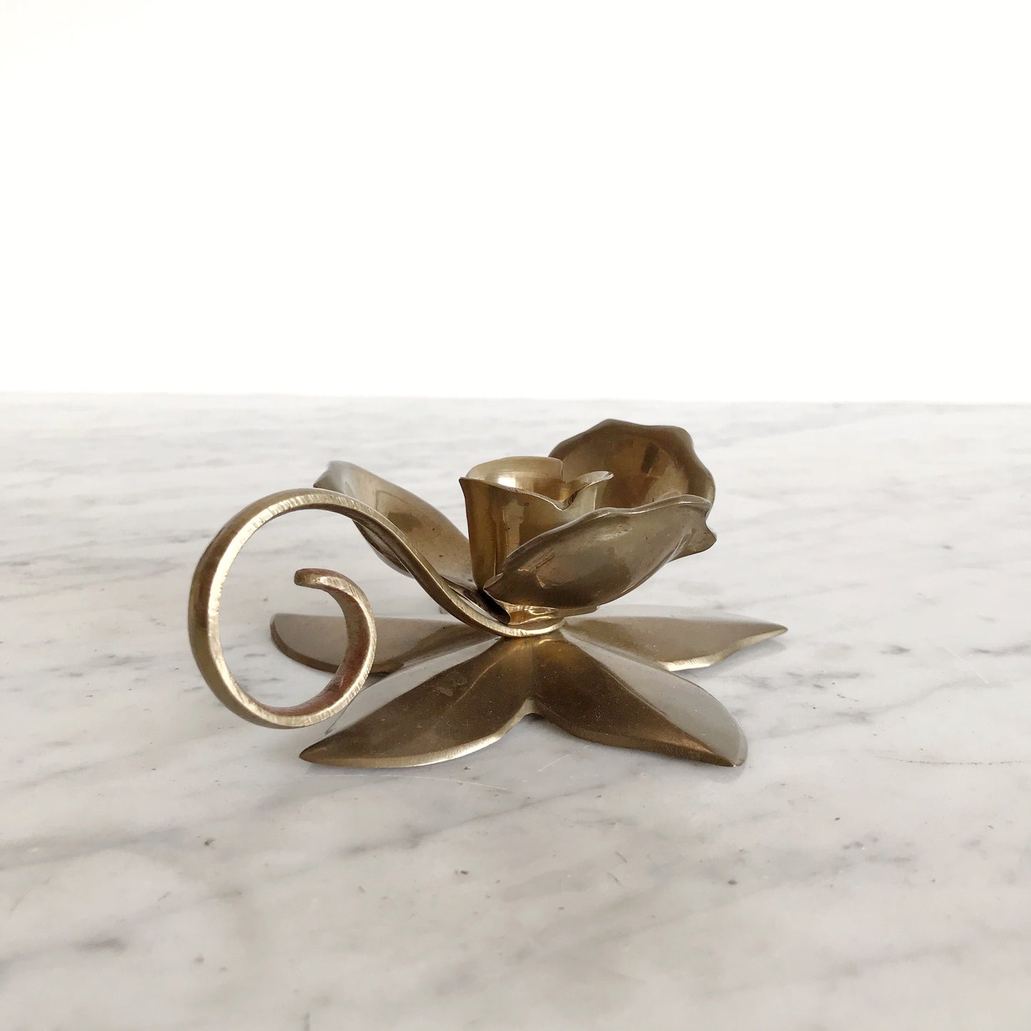 Vintage Brass Flower Candle Holder