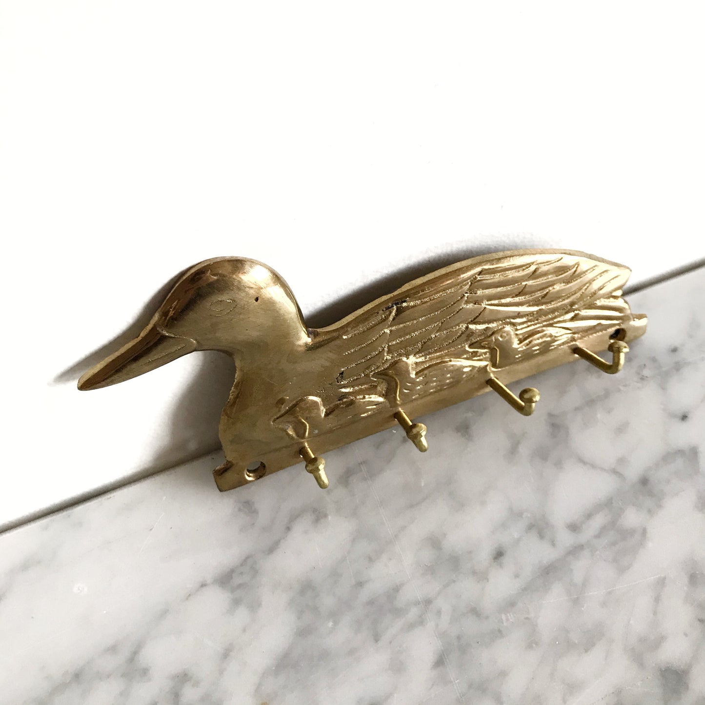 Vintage Brass Duck Key Holder