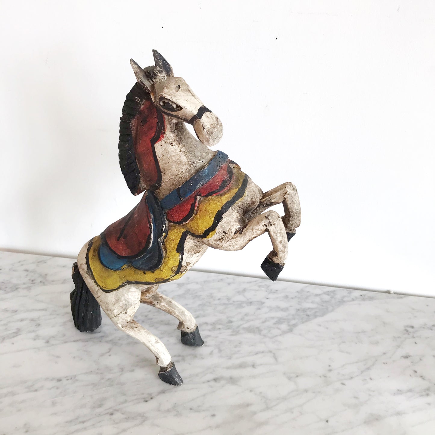 Vintage Hand-Carved Wooden Horse Sculpture