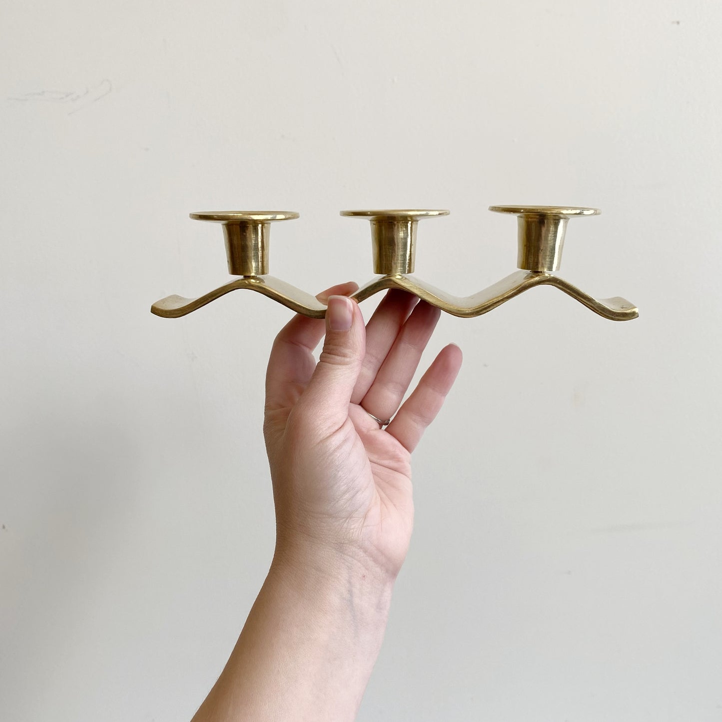 Vintage Brass Wave Candle Holder
