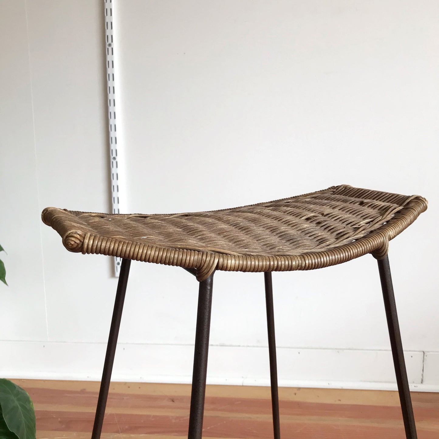 Pair of Vintage Wicker Stools, Attr. Arthur Umanoff