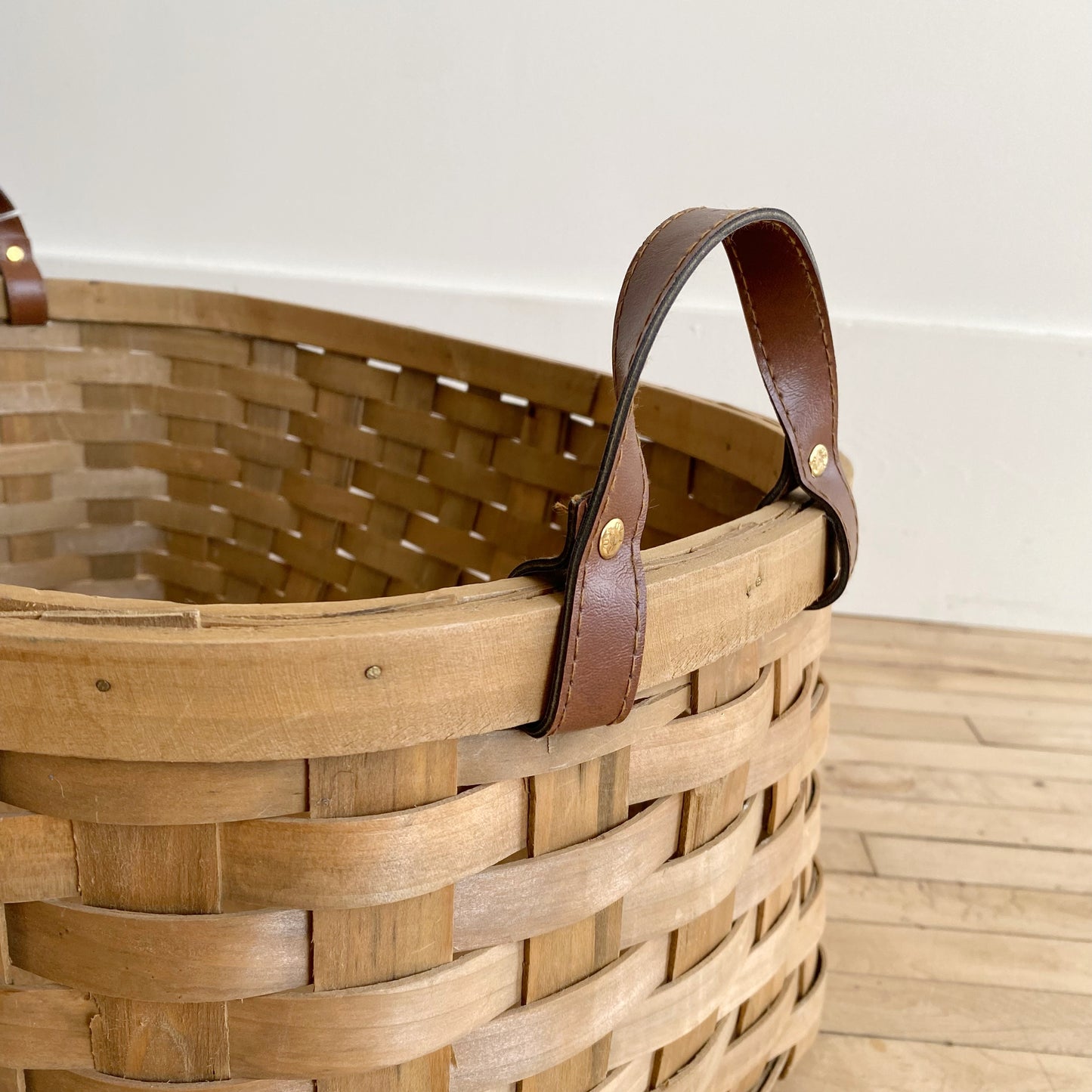 XL Vintage Woven Basket with Handles