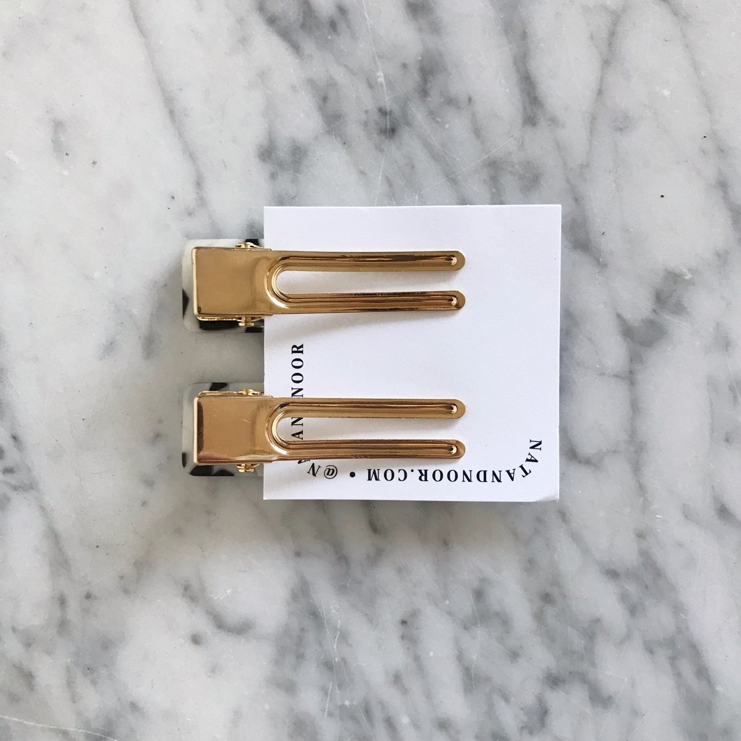 Pair of Hair Clips, Tortoise B+W