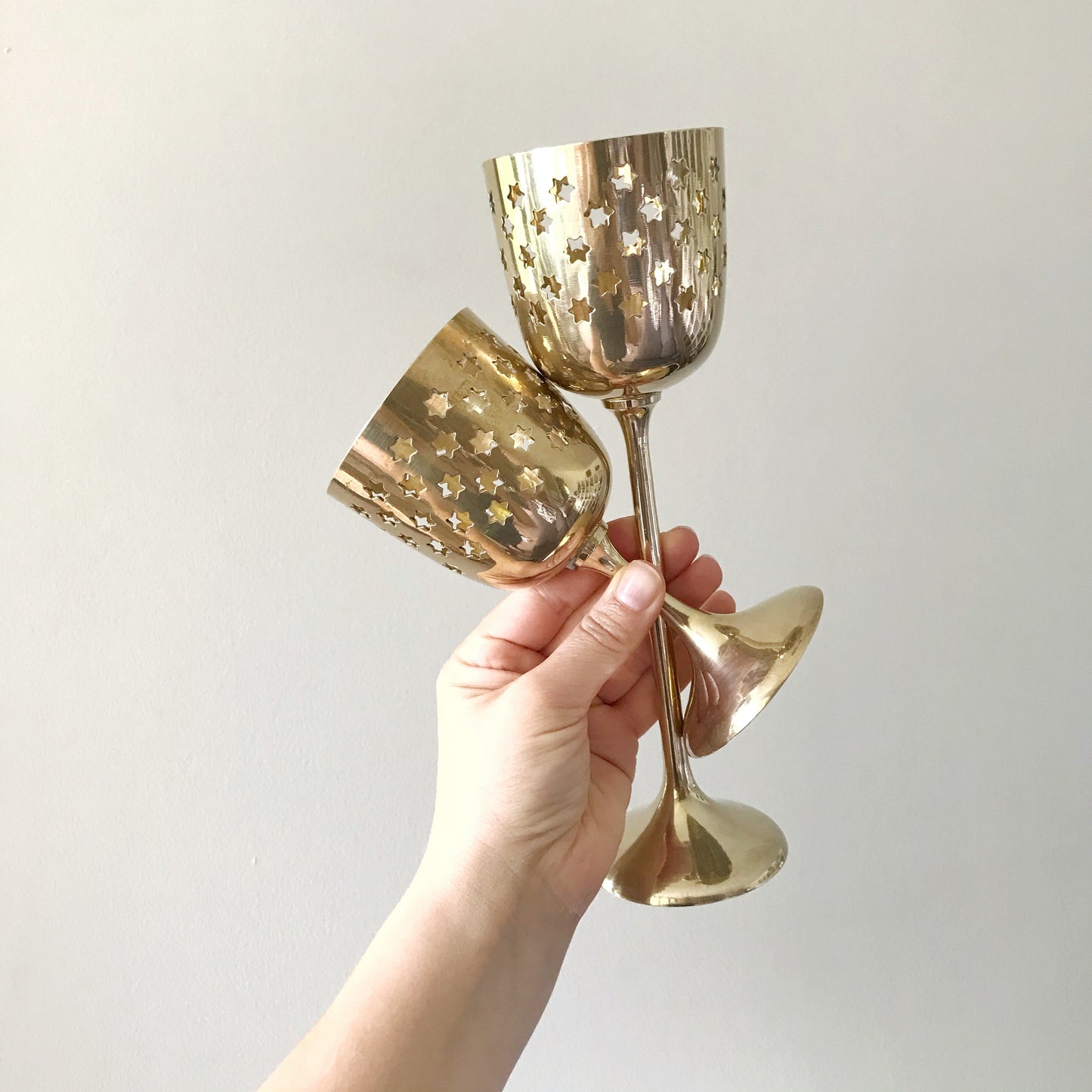 Vintage Starry Brass Candle Lanterns