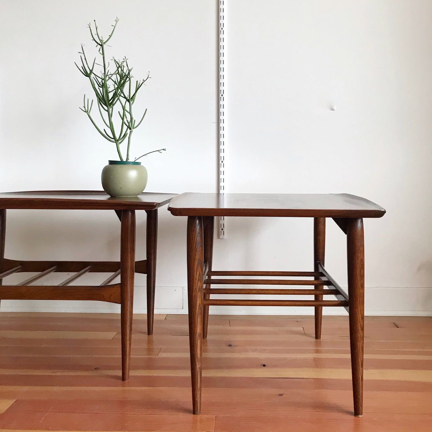 PAIR of Vintage Walnut End Tables, Leo Jiranek for Bassett
