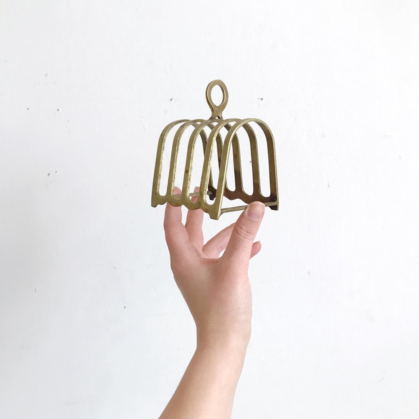 Vintage Brass Letter Holder w Circle Handle