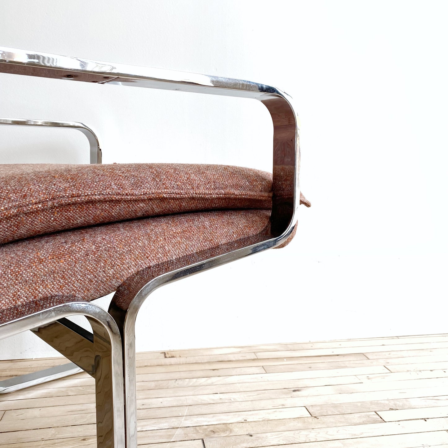MCM Upholstered Chair with Chrome Frame