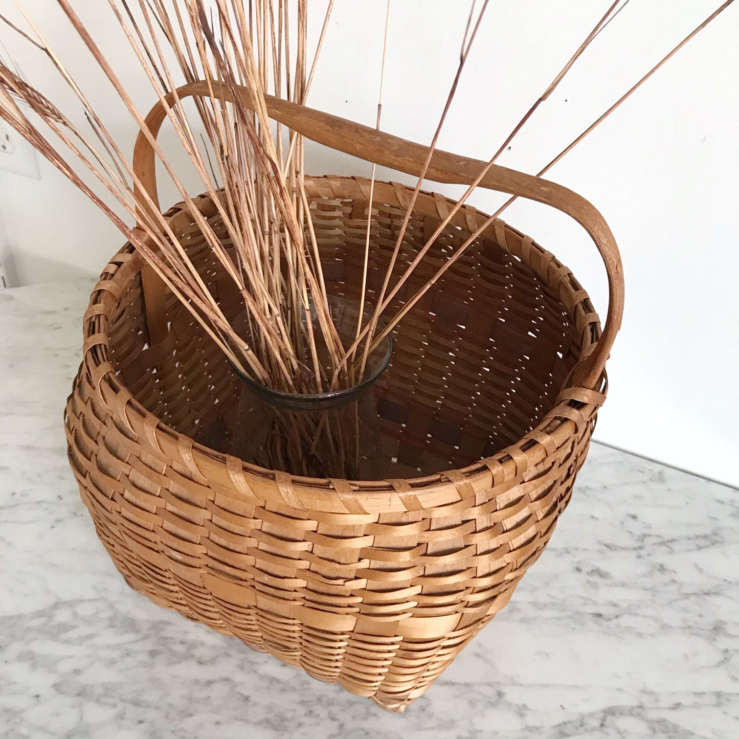 Large Vintage Handmade Woven Basket