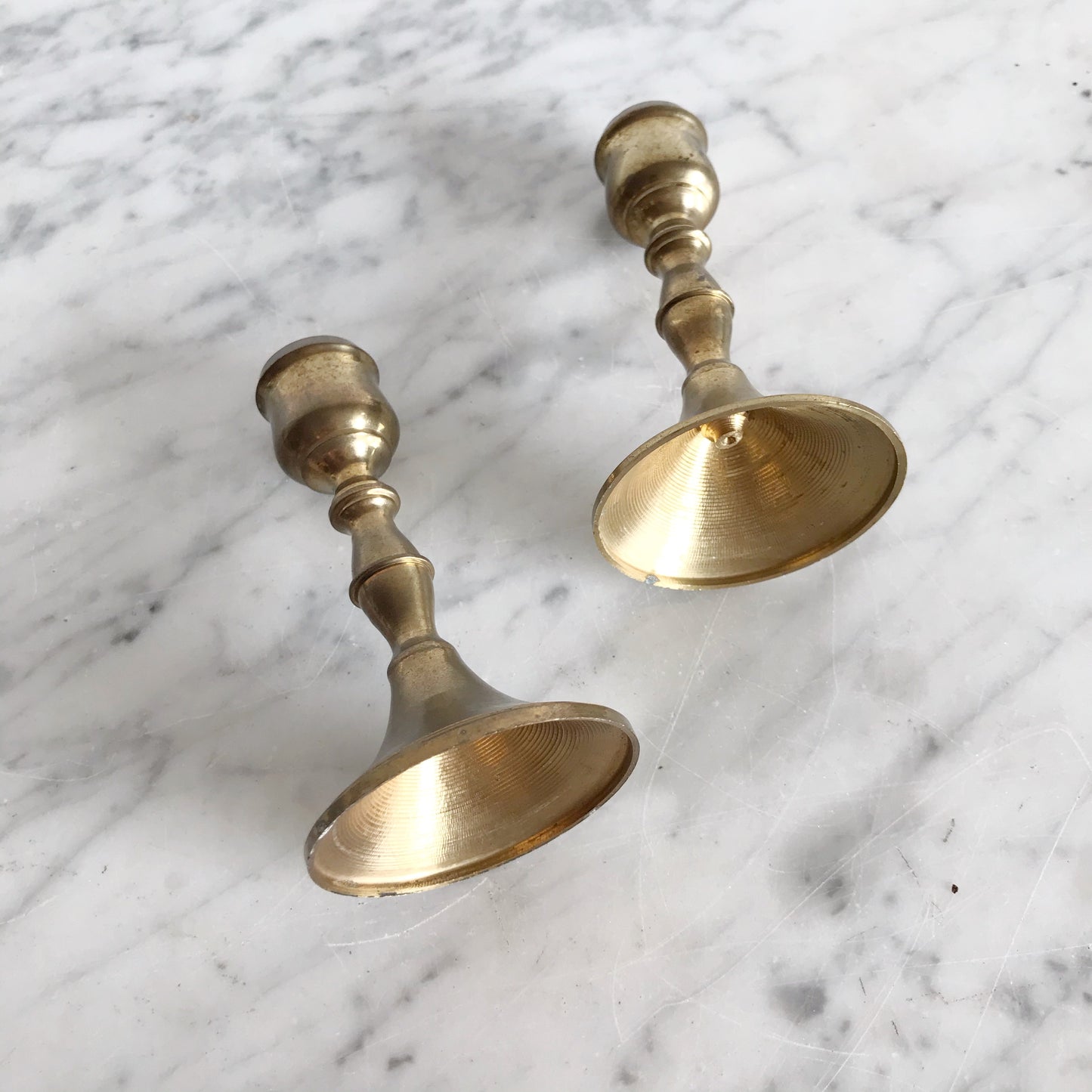 Pair Vintage Brass Candlestick Holders
