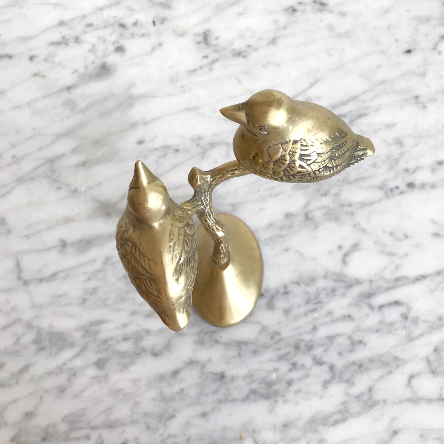 Vintage Brass Lovebirds in Tree