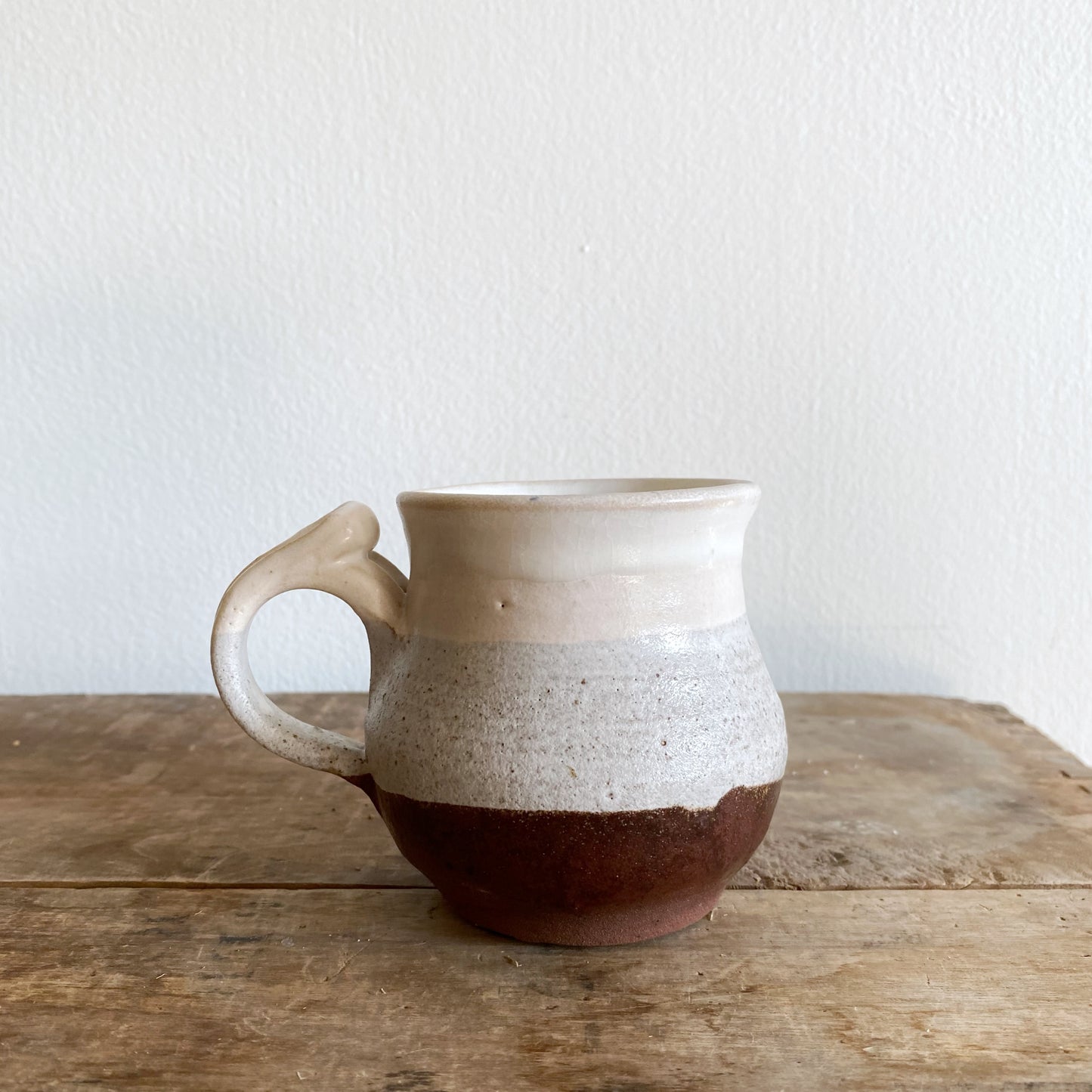 Petite Handcrafted Pottery Mug with Abstract Bird