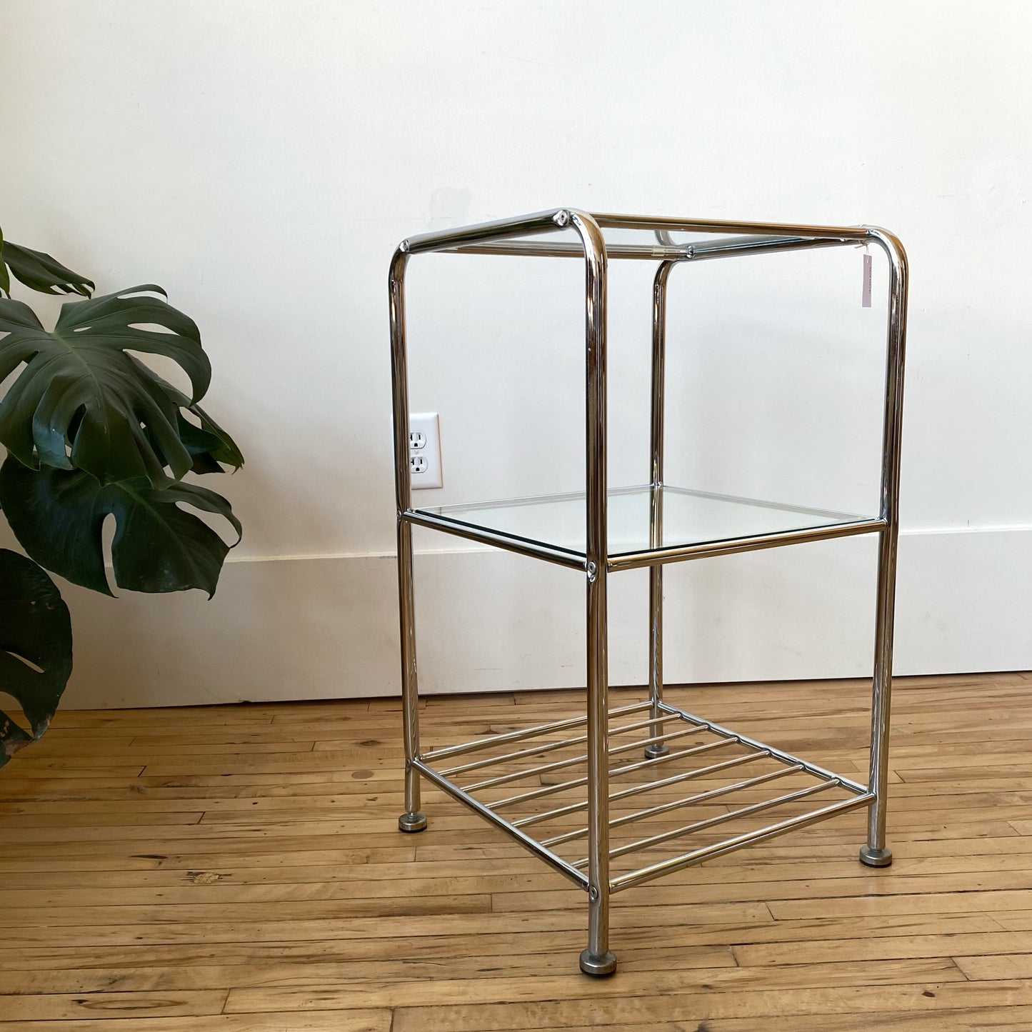Chrome + Glass 3-tier Shelf / Plant Stand